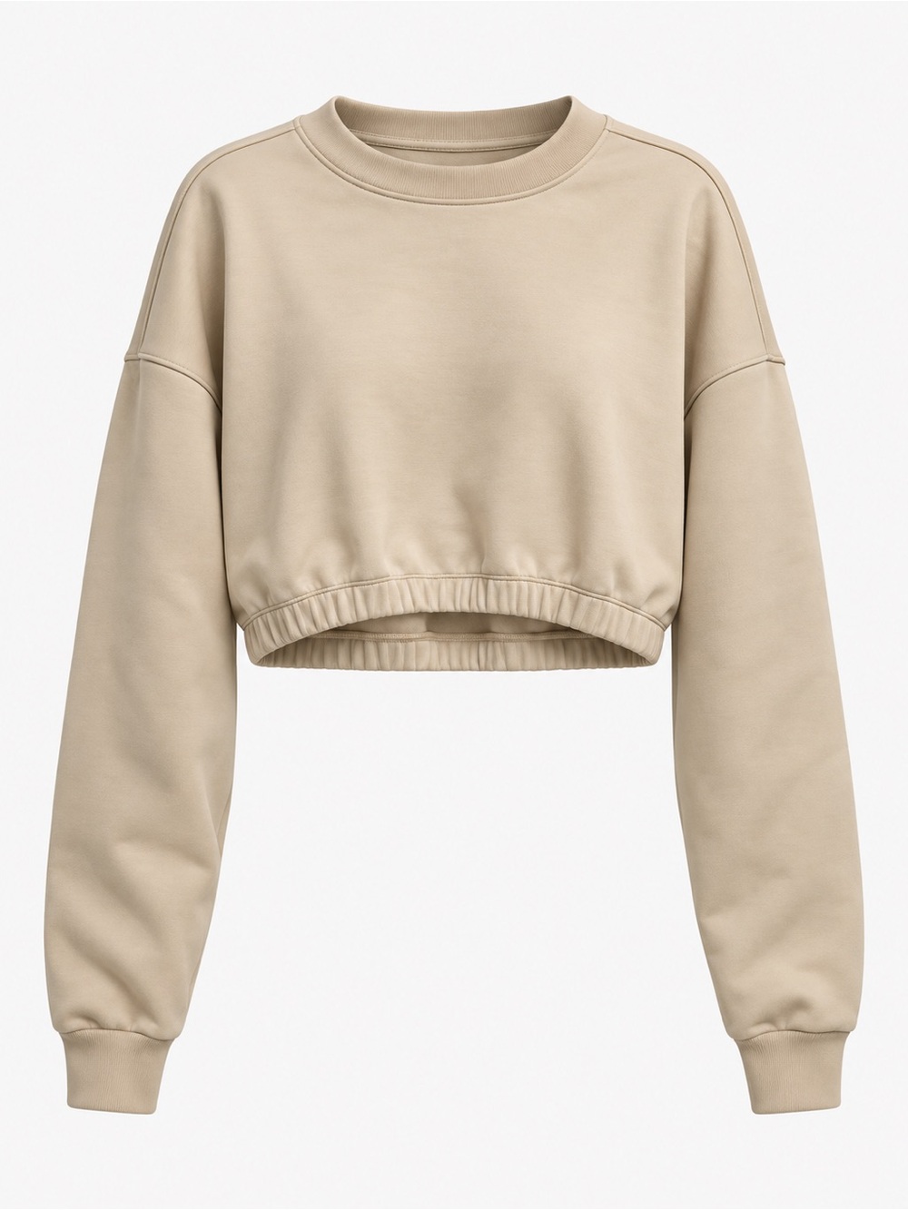 Buffbunny Cropped Crewneck Sweatshirt in Beige S